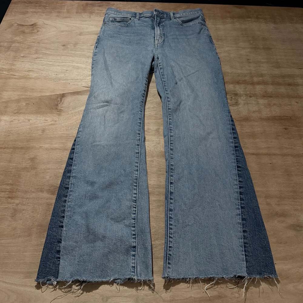 Gap Denim '70s Flare Jeans Size 8/29R Two Tone Distressed